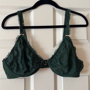 Aerie Real Power Unlined Green Lace Bra